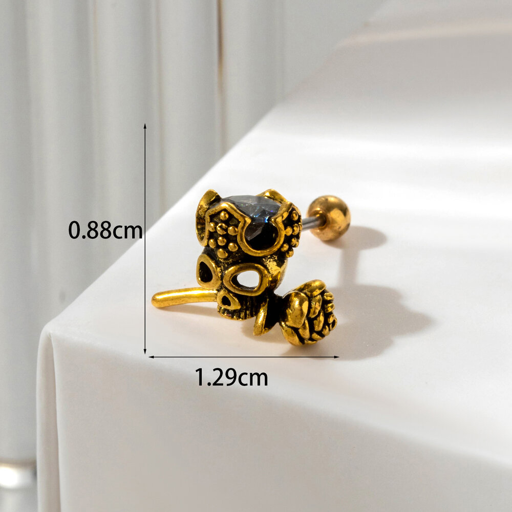Boucles d'oreilles piercing femme Simple Series Classic Flower en acier titane sans placage, ornées de zircon. Image6