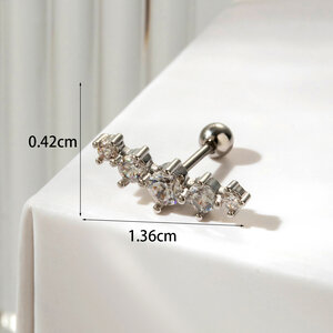 1 pezzo semplice serie classico cuore titanio acciaio senza placcatura materiale zircone orecchini da donna piercing h5 Immagine6