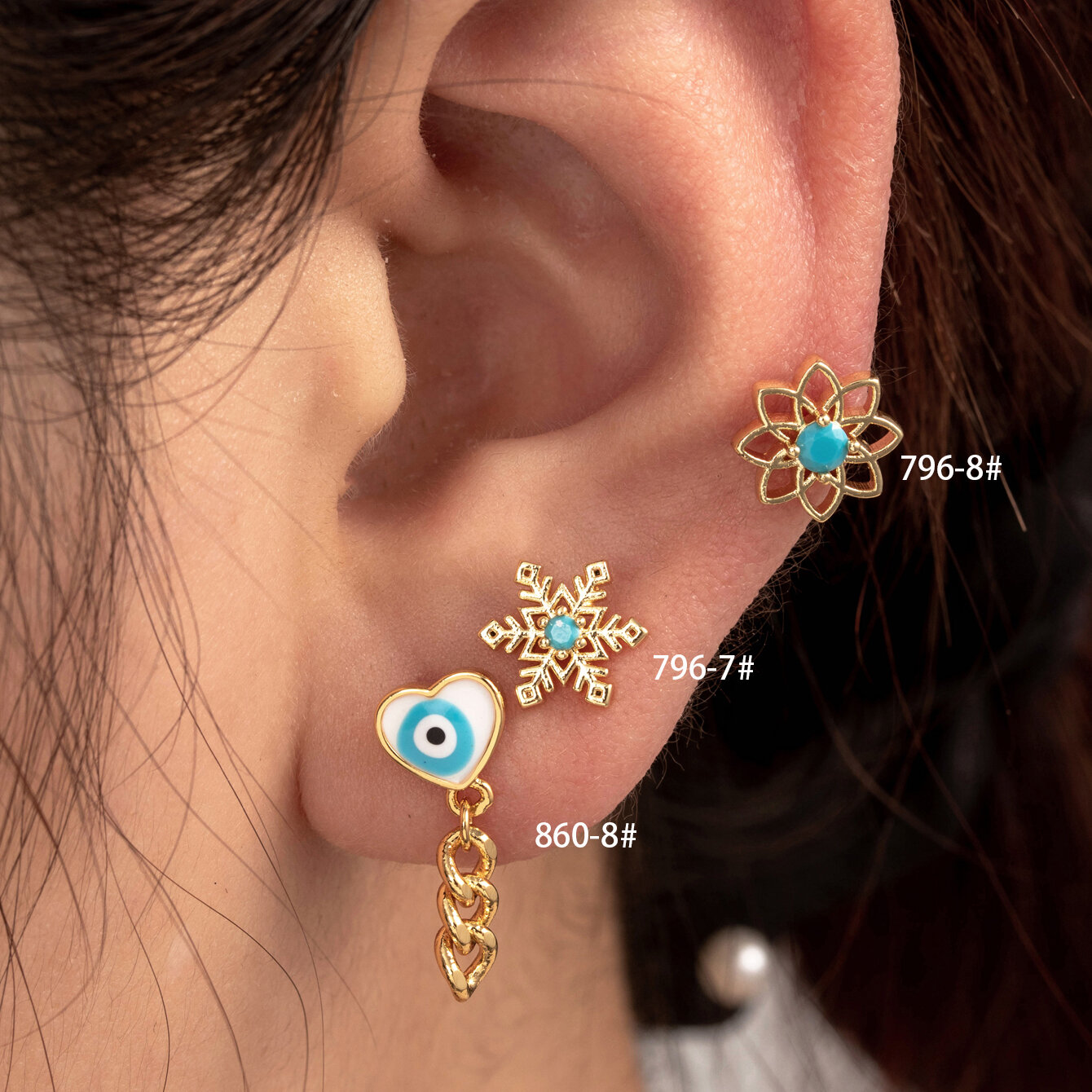 1 pezzo semplice serie quotidiana cuore titanio acciaio senza placcatura materiale zircone orecchini da donna piercing
