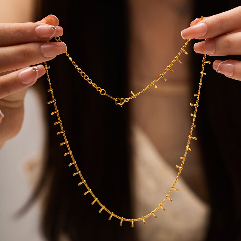 1 pezzo semplice serie  linea acciaio inossidabile 18k placcato oro donne collane con ciondolo Immagine5