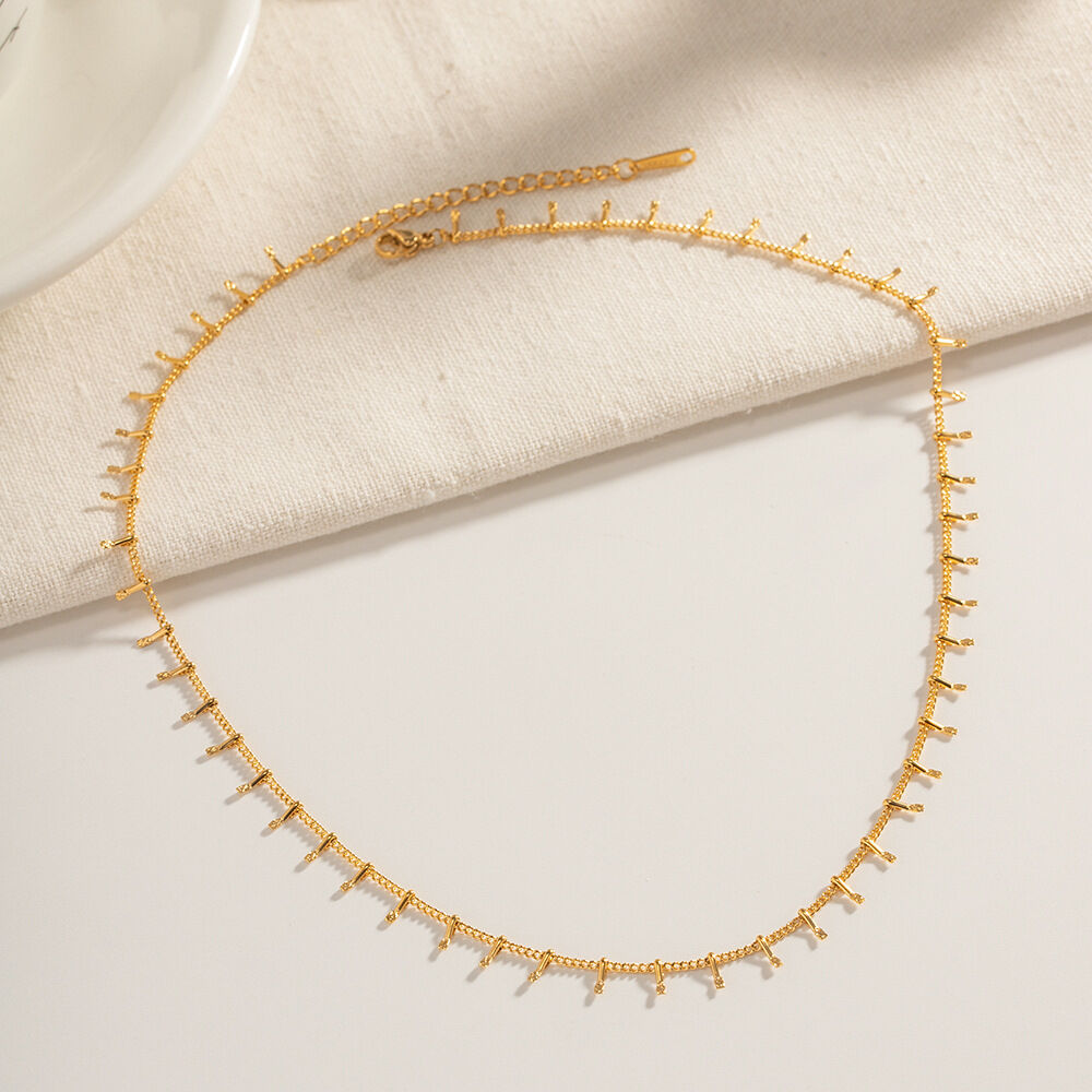 1 pezzo semplice serie  linea acciaio inossidabile 18k placcato oro donne collane con ciondolo h5 Immagine4