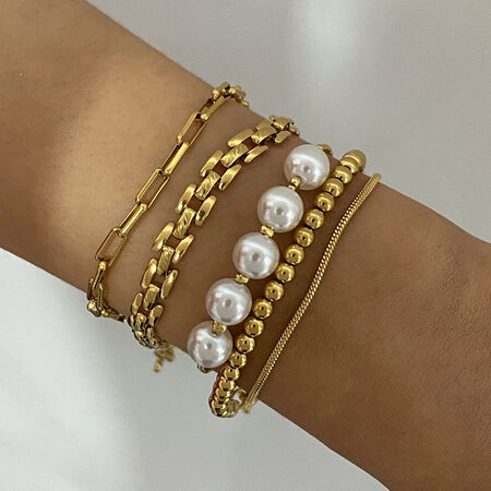 1 piece luxurious series elegant geometric stainless steel gold plated women chain bracelets 2