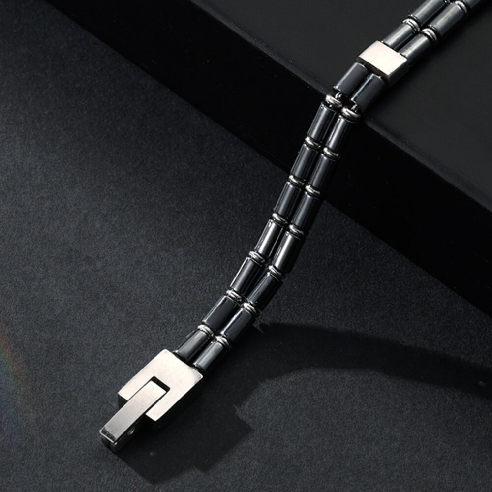 1 paio di braccialetti da uomo in acciaio inossidabile con motivo geometrico semplice della serie Simple h5Immagine5