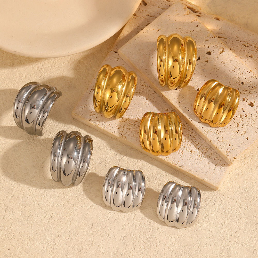 1 pair simple series simple geometric stainless steel  gold plated women stud earrings