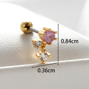 1 Piece Simple Series Classic Heart Titanium Steel No Plating Material Zircon Women Piercing Earrings h5 Picture5