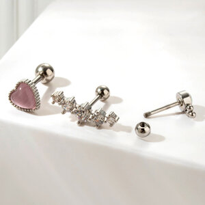 1 pezzo semplice serie classico cuore titanio acciaio senza placcatura materiale zircone orecchini da donna piercing h5 Immagine8
