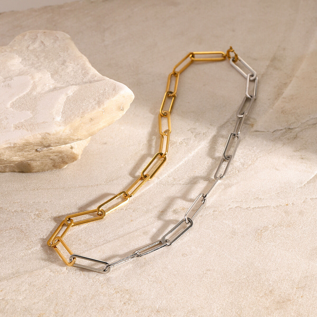 1 Stück Simple Series Daily Line Edelstahl 18 Karat vergoldet Damen Kettenhalsketten