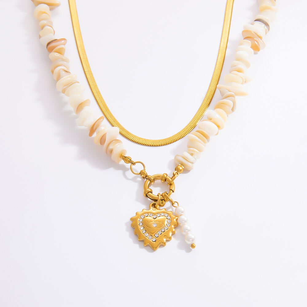 1 pezzo serie romantica cuore quotidiano acciaio inossidabile placcato oro  strass donne ciondolo collane