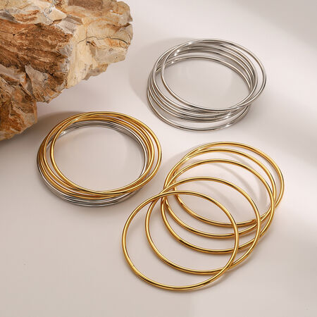 1 piece simple series simple annular stainless steel gold plated women bangles