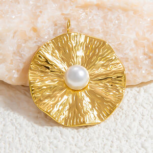 1 pezzo di ciondolo da donna fai da te in acciaio inossidabile geometrico vintage della serie classica, impermeabile, color oro h5 Immagine9