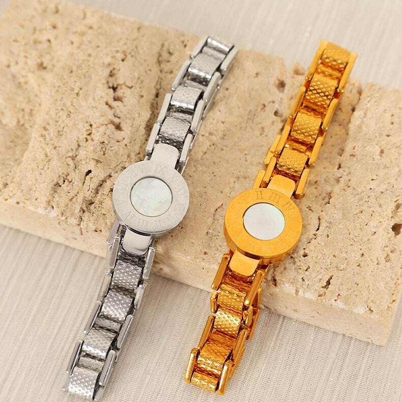 1 stuk simple series retro hart roestvrij staal vergulde schelp dames bedelarmbanden h5Afbeelding7