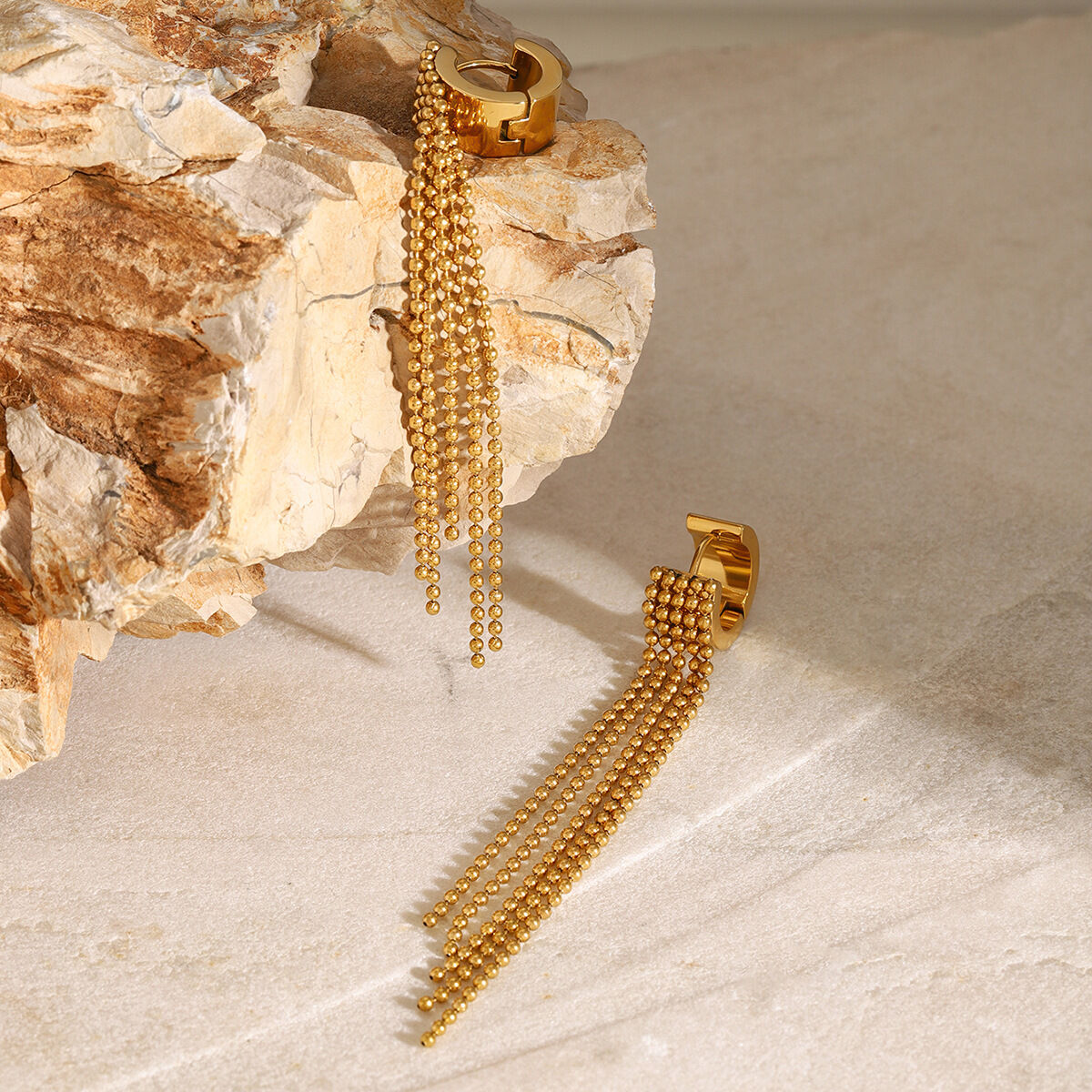 1 pair classic series retro line stainless steel gold plated women Dangle Earrings h5Picture3