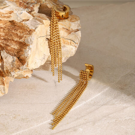 1 pair classic series retro line stainless steel gold plated women Dangle Earrings 2