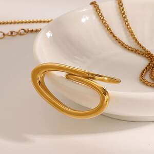 1 pair simple series simple line stainless steel gold plated women single rings h5 Picture4