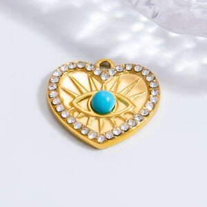 1 pezzo di ciondolo da donna fai da te in acciaio inossidabile impermeabile color oro con occhio retrò della serie classica h5 Immagine7