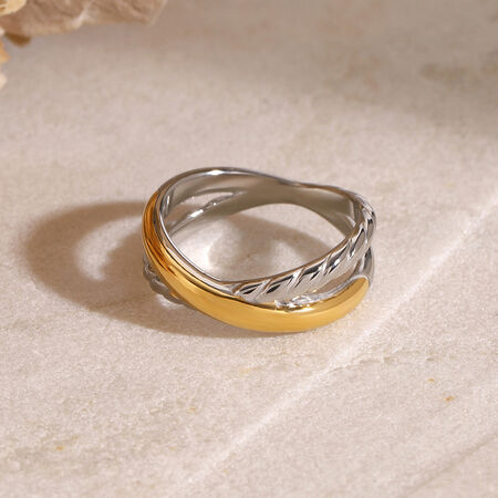 1 Pair Simple Series Simple Geometric Stainless Steel Gold Plated Women Single Rings