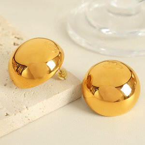 1 paire de boucles d'oreilles à tige simples en acier inoxydable plaqué or pour femme h5 Image8
