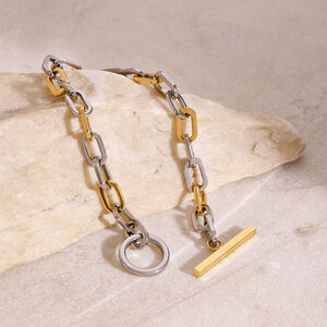 1 pezzo semplice serie giornaliera anulare in acciaio inossidabile placcato oro 18K donne catena bracciali h5 Immagine7