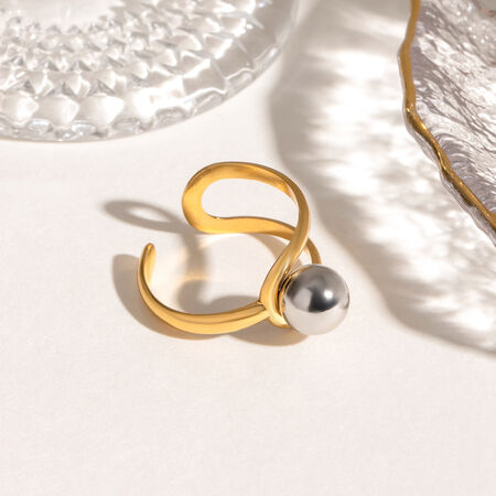 1 pair simple series daily line stainless steel gold plated women adjustable rings