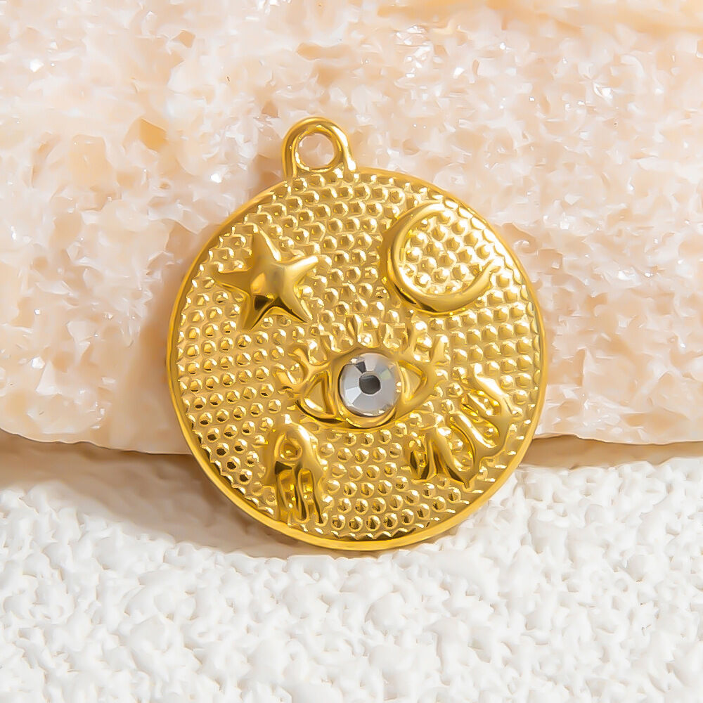 1 pezzo di ciondolo da donna fai da te in acciaio inossidabile geometrico vintage della serie classica, impermeabile, color oro Immagine8