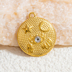1 pezzo di ciondolo da donna fai da te in acciaio inossidabile geometrico vintage della serie classica, impermeabile, color oro h5 Immagine8