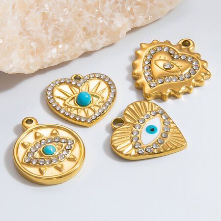 1 Piece Classic Series Retro Eye Stainless Steel Waterproof Gold Color DIY Women's Pendants 2