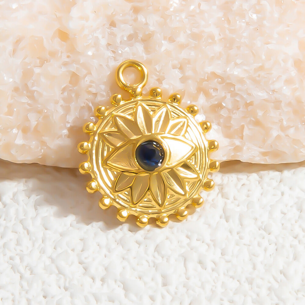1 pezzo di ciondolo da donna fai da te in acciaio inossidabile geometrico vintage della serie classica, impermeabile, color oro Immagine7