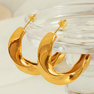 1 pair simple series classic geometric stainless steel gold plated women Stud Earrings h5 Picture5