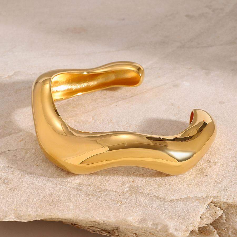 1 piece simple series simple line stainless steel  gold plated women bangles