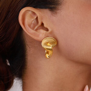 1 pair simple series line stainless steel gold plated women stud earrings h5 Picture7