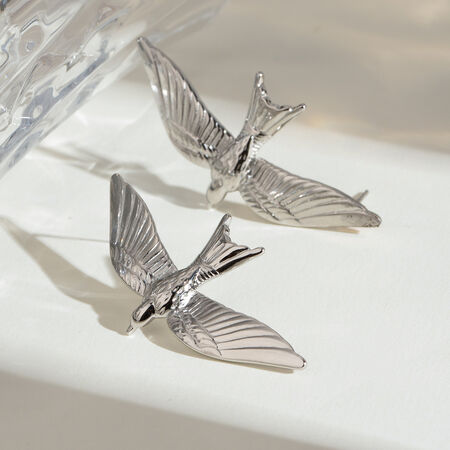 1 pair classic series elegant bird stainless steel gold plated women stud earrings