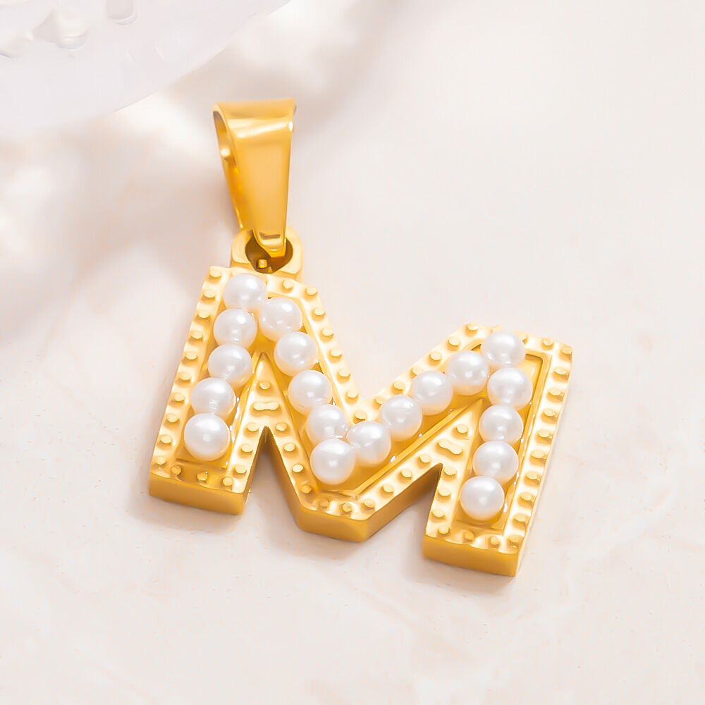 1 Stück Modern Series All-Match Buchstabenanhänger aus Edelstahl, wasserdicht, goldfarben, zum Selbstgestalten für Damen h5 Bild9
