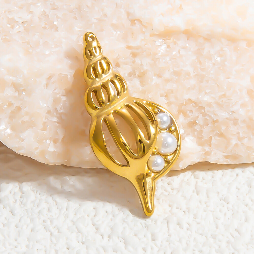 1 pezzo di ciondolo da donna fai da te in acciaio inossidabile geometrico vintage della serie classica, impermeabile, color oro Immagine11