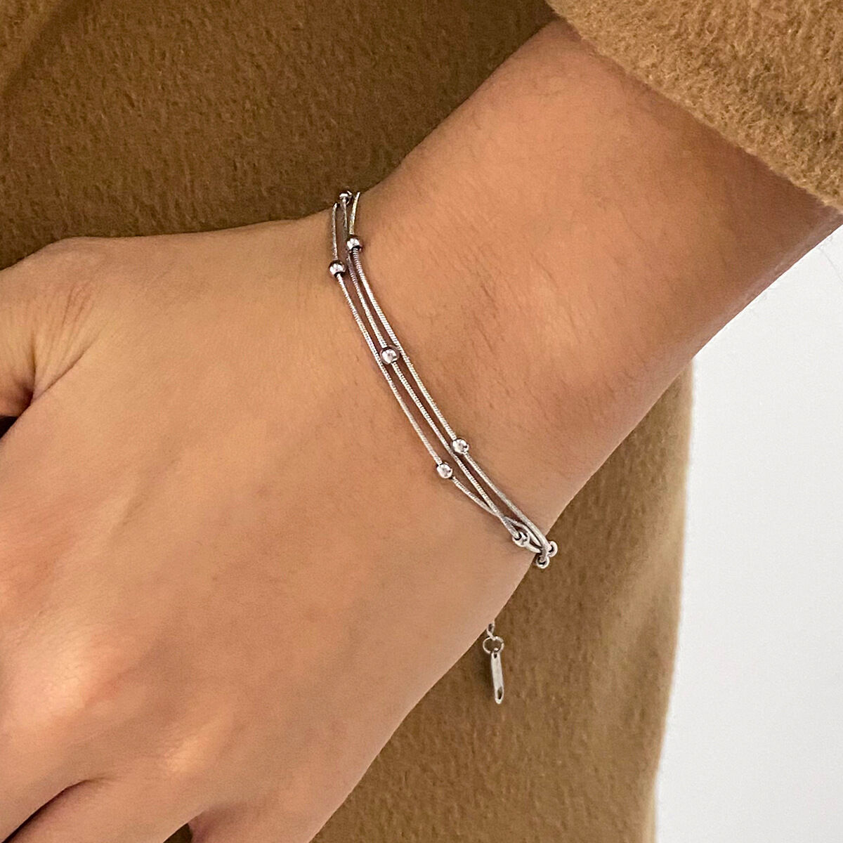 1 Piece Minimalist Series Daily Annular Line Stainless Steel Waterproof Gold Color Women's Chain Bracelets Picture6