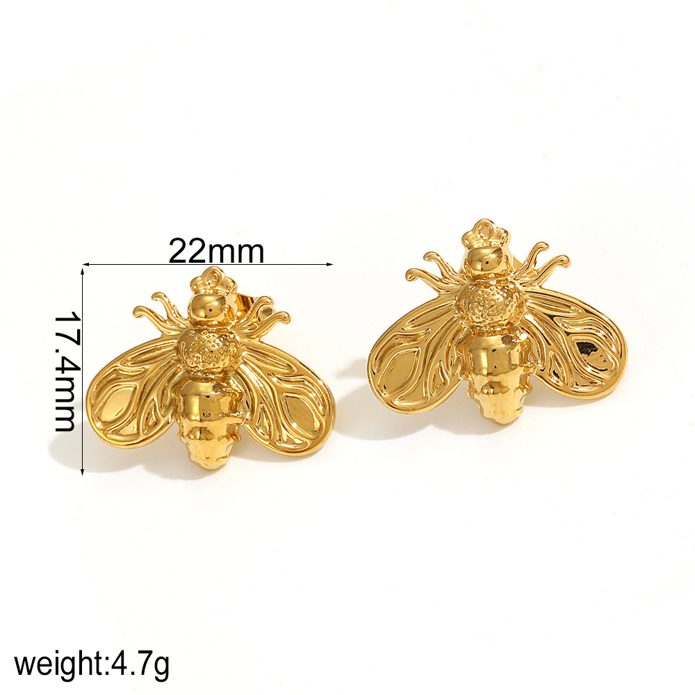 1 paire de boucles d'oreilles à tige en acier inoxydable plaqué or  pour femme, série simple, motif animal quotidien h5 Image6