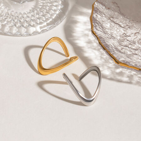 1 pair simple series simple geometric stainless steel gold plated women adjustable rings