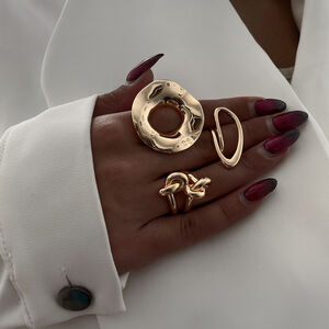 1 pair simple series simple line stainless steel gold plated women single rings h5 Picture8