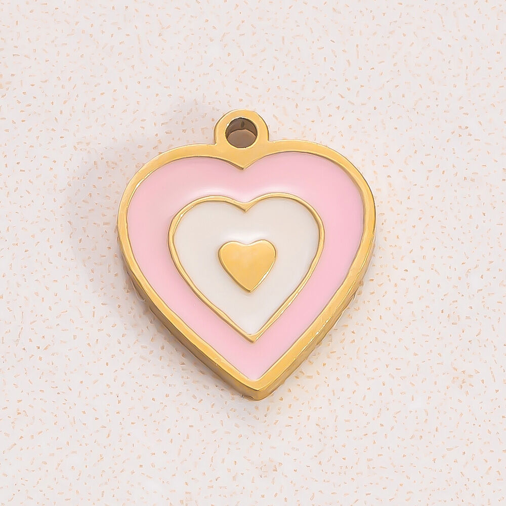 1 Piece Romantic Series Sweet Drop Oil Heart Stainless Steel Waterproof Gold Color Women's Pendants Picture7