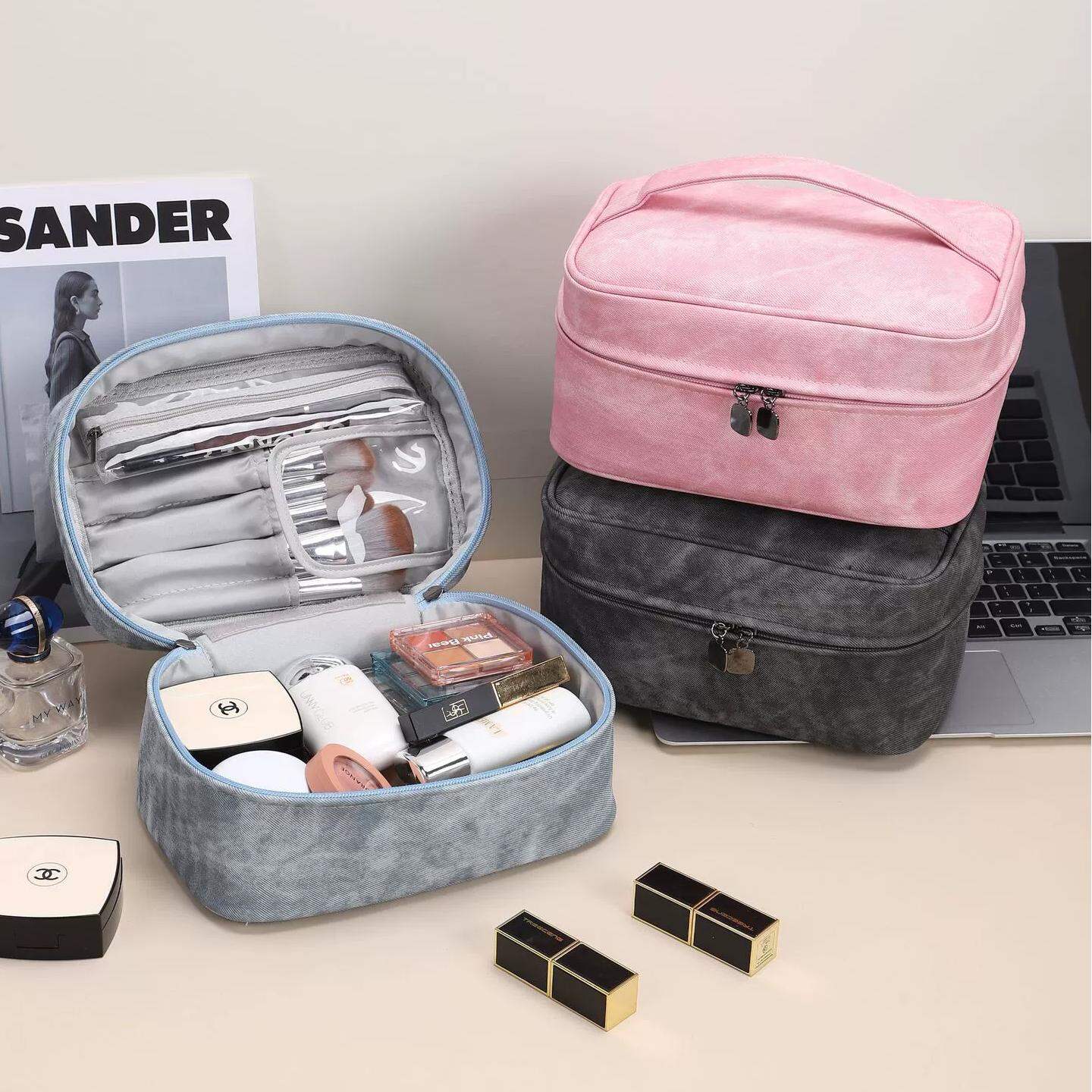 1 Piece Minimalist Series Casual Mixed Denim Pattern High-capacity Women's Cosmetic Bags