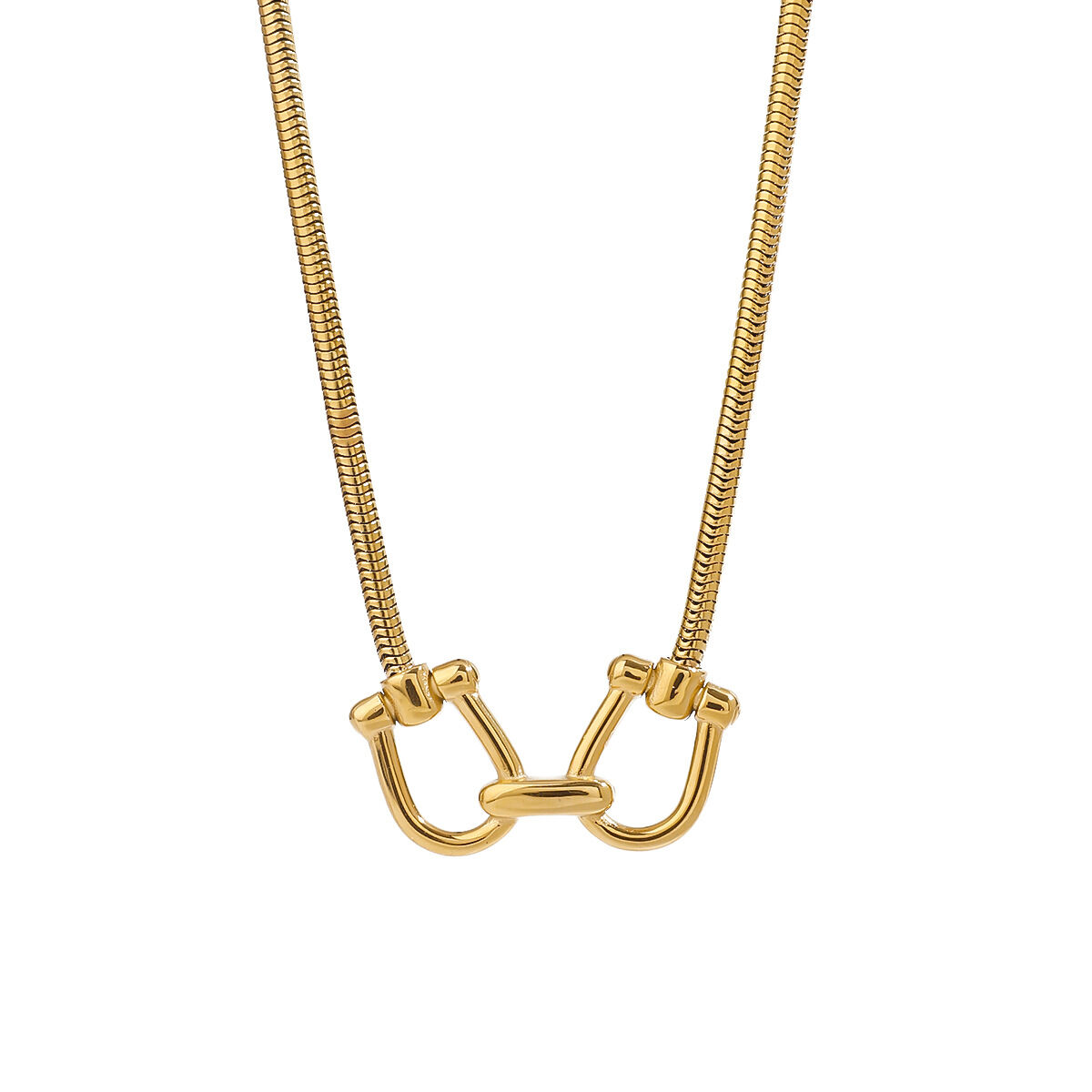 1 pezzo semplice serie  linea acciaio inossidabile color oro collane con ciondolo da donna h5 Immagine10