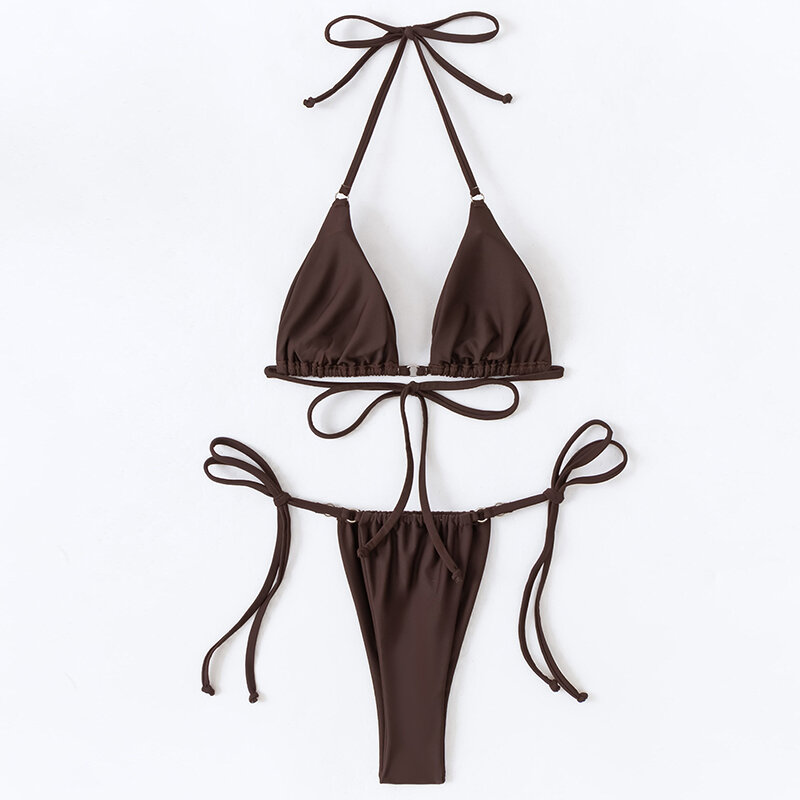 Polyamide Gebreide Bikiniset Effen Kleur Seksueel Ring Afbeelding5