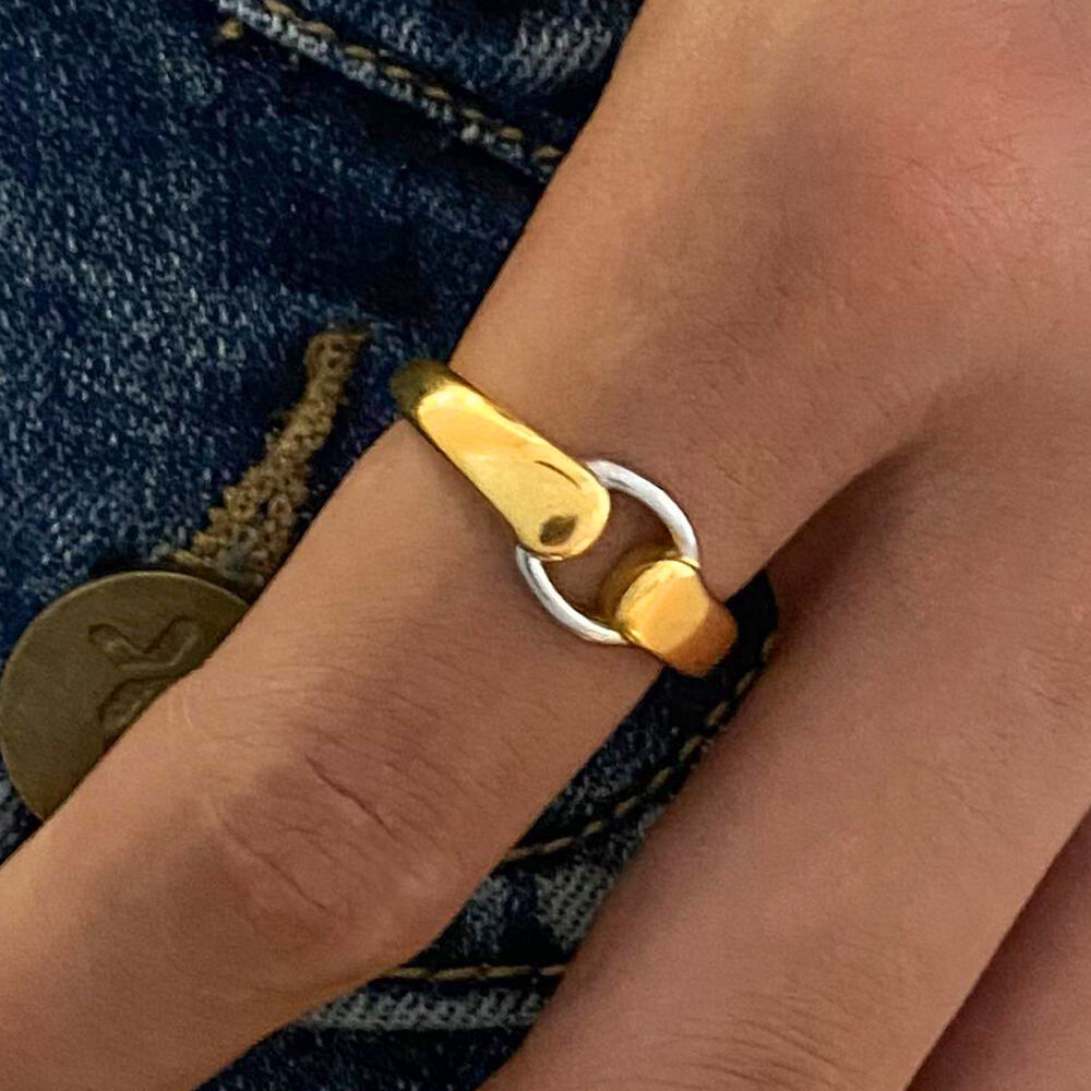 1 Pair Fashionable Series High-end Annular Stainless Steel Waterproof Gold and Silver Color Women's Hoop Earrings h5Picture9
