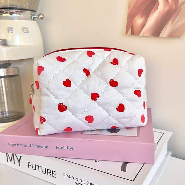 1 Piece Stylish Series Sweet Red Heart High-capacity Women's Cosmetic Bags