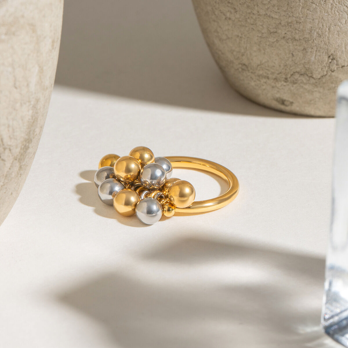 1 pezzo serie minimalista anelli singoli da donna in acciaio inossidabile irregolare, impermeabili, color oro e argento, personalizzabili quotidianamente Immagine6