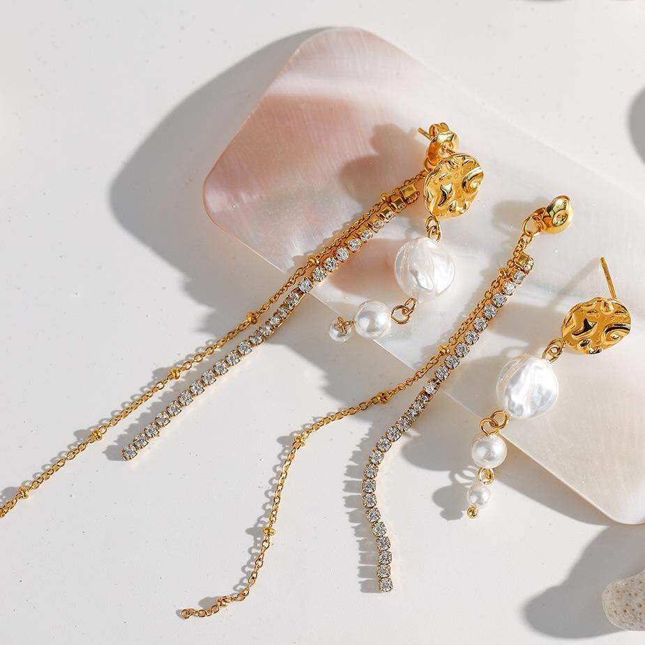 1 Pair Stylish Series Retro Charming Tassel Stainless Steel Waterproof Gold Color Women's Party Earrings