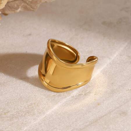 1 Piece Simple Series Irregular Annular Shape Stainless Steel Waterproof Gold Color Women's Single Rings