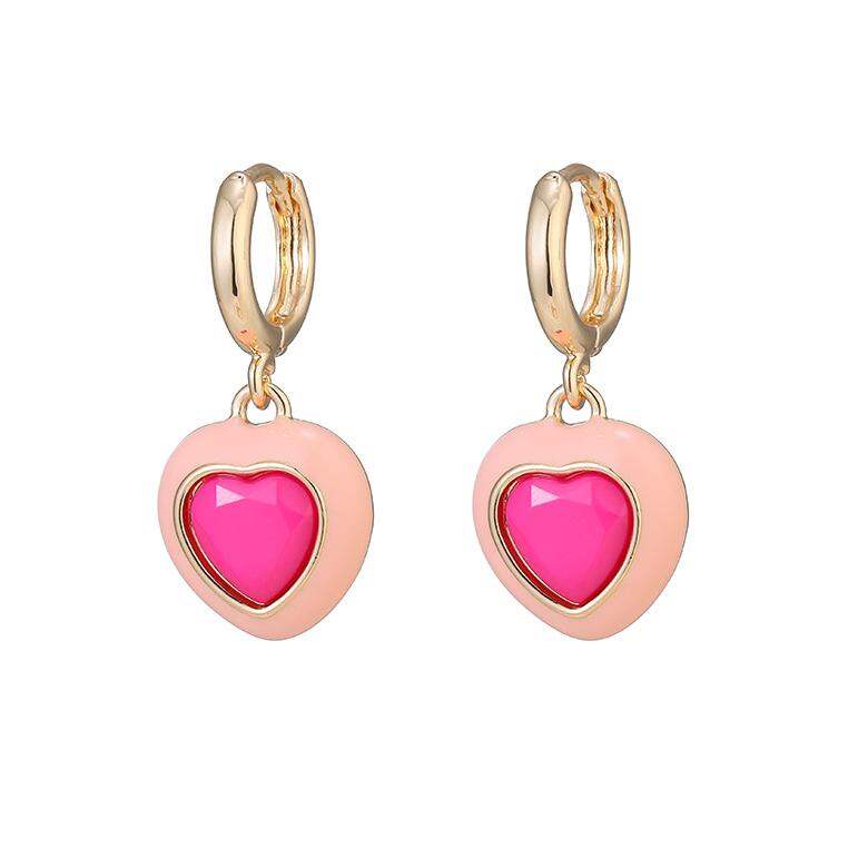 1 paio di orecchini pendenti in lega a forma di cuore dolce della serie romantica da donna h5 Immagine9