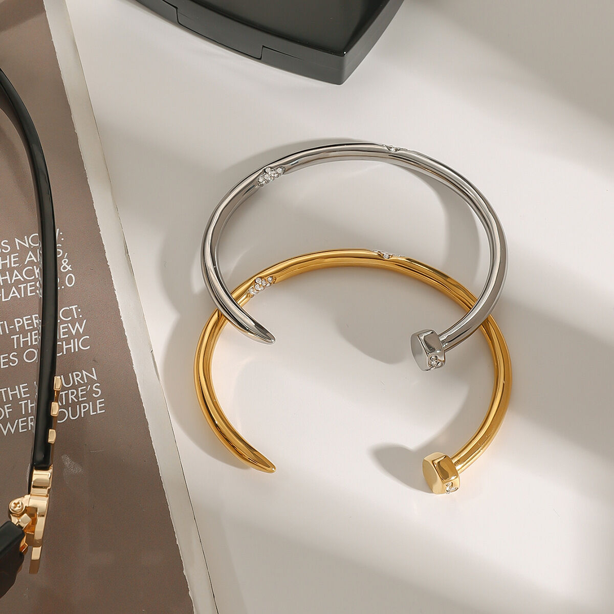 1 Stück Modern Series Klassischer Ringnagel Edelstahl Wasserdicht Goldfarben Damenarmreif h5Bild6