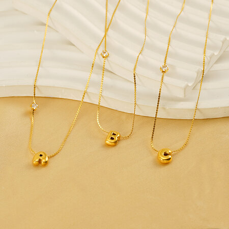 1 stuk simple series daily letter roestvrij staal vergulde unisex hanger kettingen