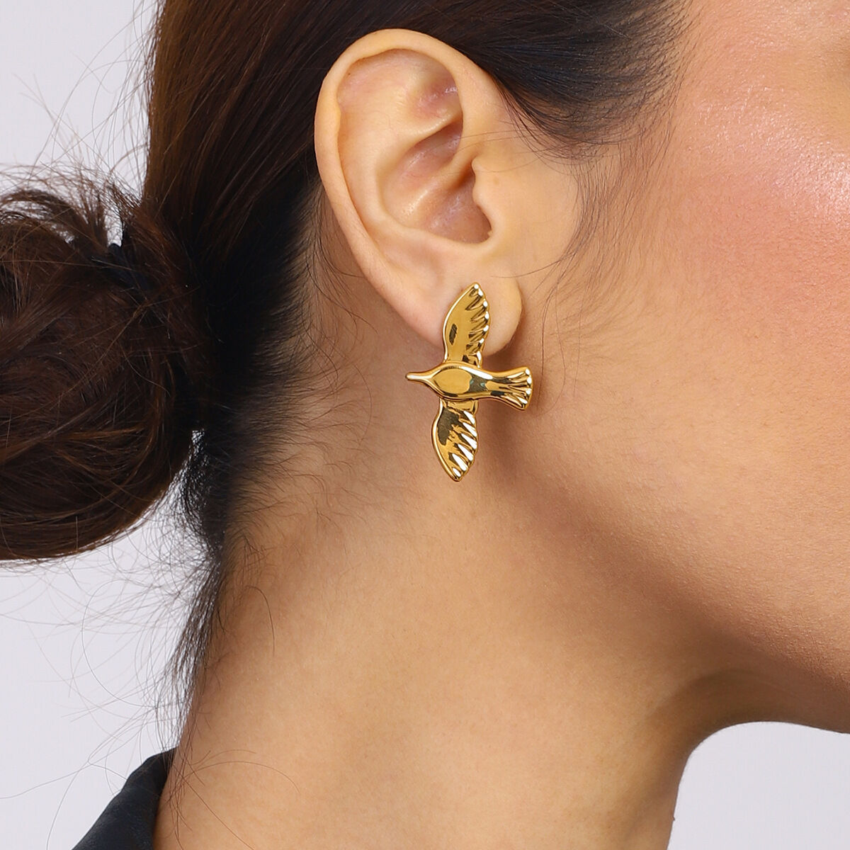 1 Pair Romantic Series All-match Daily Bird Shape Stainless Steel Waterproof Gold Color Women's Stud Earrings 2
